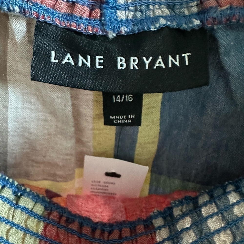 Lane Bryant Multicolor Plaid Off Shoulder Top Size: 14/16 - Picture 4 of 5